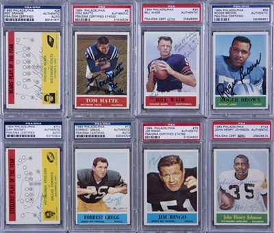 1964 Philadelphia Football Signed Cards PSA/DNA-Graded Collection (15 Different)